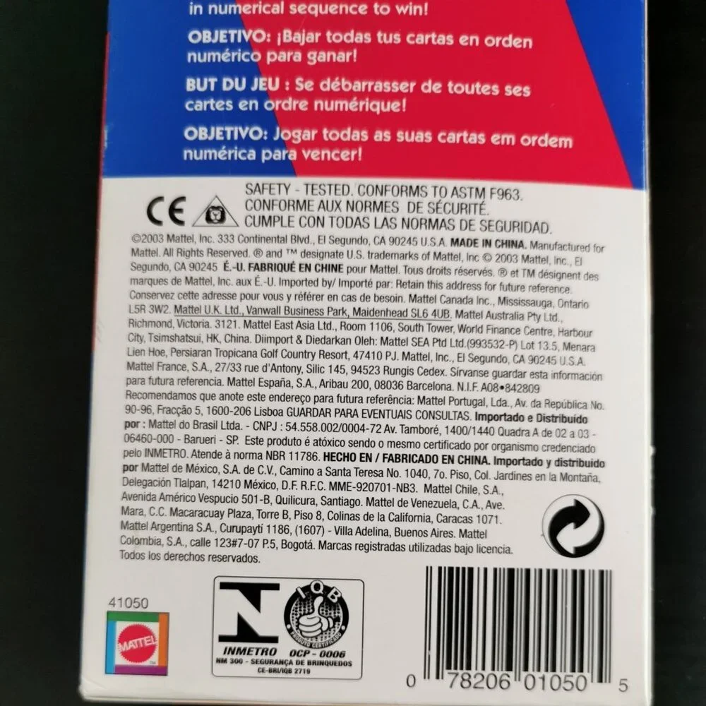VTG Skip-Bo Card‎ Game 2003 Mattel Made in USA Used READ